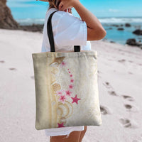 Beige Frangipani Sea Shell Tote Bag Starfish Polynesian Pattern - Polynesian Pride