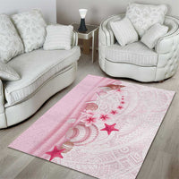 Pink Plumeria Sea Shell Area Rug Starfish Polynesian Pattern - Polynesian Pride