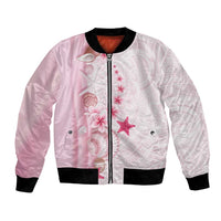 Pink Plumeria Sea Shell Bomber Jacket Starfish Polynesian Pattern - Polynesian Pride