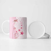 Pink Plumeria Sea Shell Ceramic Mug Starfish Polynesian Pattern - Polynesian Pride