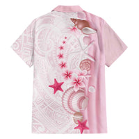 Pink Plumeria Sea Shell Family Matching Long Sleeve Bodycon Dress and Hawaiian Shirt Starfish Polynesian Pattern LT01 - Polynesian Pride