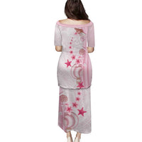 Pink Plumeria Sea Shell Family Matching Puletasi and Hawaiian Shirt Starfish Polynesian Pattern LT01 - Polynesian Pride