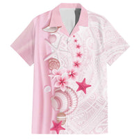 Pink Plumeria Sea Shell Family Matching Summer Maxi Dress and Hawaiian Shirt Starfish Polynesian Pattern - Polynesian Pride