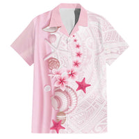 Pink Plumeria Sea Shell Family Matching Summer Maxi Dress and Hawaiian Shirt Starfish Polynesian Pattern - Polynesian Pride