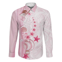 Pink Plumeria Sea Shell Family Matching Summer Maxi Dress and Hawaiian Shirt Starfish Polynesian Pattern - Polynesian Pride