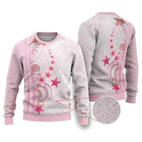 Pink Plumeria Sea Shell Ugly Christmas Sweater Starfish Polynesian Pattern - Polynesian Pride