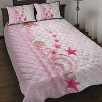 Pink Plumeria Sea Shell Quilt Bed Set Starfish Polynesian Pattern - Polynesian Pride