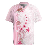 Pink Plumeria Sea Shell Rugby Jersey Starfish Polynesian Pattern - Polynesian Pride
