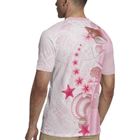 Pink Plumeria Sea Shell Rugby Jersey Starfish Polynesian Pattern - Polynesian Pride