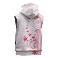 Pink Plumeria Sea Shell Sleeveless Hoodie Starfish Polynesian Pattern - Polynesian Pride