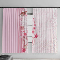 Pink Plumeria Sea Shell Window Curtain Starfish Polynesian Pattern LT01 With Hooks Pink - Polynesian Pride