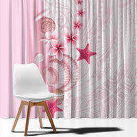 Pink Plumeria Sea Shell Window Curtain Starfish Polynesian Pattern LT01 - Polynesian Pride