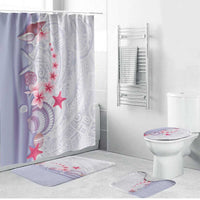 Purple Plumeria Sea Shell Bathroom Set Starfish Polynesian Pattern - Polynesian Pride