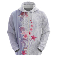 Purple Plumeria Sea Shell Hoodie Starfish Polynesian Pattern - Polynesian Pride