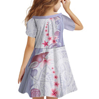 Purple Plumeria Sea Shell Kid Short Sleeve Dress Starfish Polynesian Pattern - Polynesian Pride