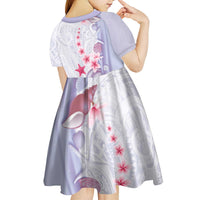 Purple Plumeria Sea Shell Kid Short Sleeve Dress Starfish Polynesian Pattern LT01 - Polynesian Pride