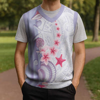 Purple Plumeria Sea Shell Christmas Knitted V-Neck Vest Starfish Polynesian Pattern LT01 - Polynesian Pride