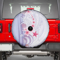 Purple Plumeria Sea Shell Spare Tire Cover Starfish Polynesian Pattern - Polynesian Pride