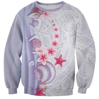 Purple Plumeria Sea Shell Sweatshirt Starfish Polynesian Pattern - Polynesian Pride