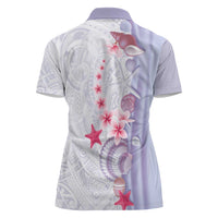 Purple Plumeria Sea Shell Women Polo Shirt Starfish Polynesian Pattern LT01 - Polynesian Pride