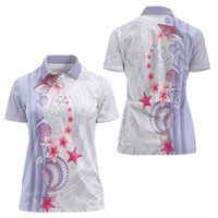 Purple Plumeria Sea Shell Women Polo Shirt Starfish Polynesian Pattern LT01 - Polynesian Pride