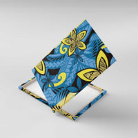 Plumeria Polynesian Pattern Canvas Wall Art Unique Fantasy Blue Yellow