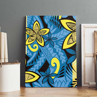 Plumeria Polynesian Pattern Canvas Wall Art Unique Fantasy Blue Yellow