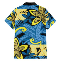 Plumeria Polynesian Pattern Family Matching Summer Maxi Dress and Hawaiian Shirt Unique Fantasy Blue Yellow LT01 - Polynesian Pride