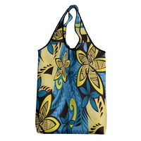 Plumeria Polynesian Pattern Grocery Bag Unique Fantasy Blue Yellow LT01 - Polynesian Pride