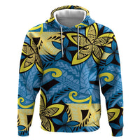 Plumeria Polynesian Pattern Hoodie Unique Fantasy Blue Yellow LT01 Pullover Hoodie Blue - Polynesian Pride