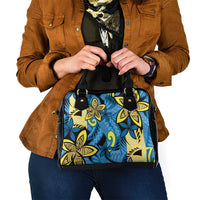 Plumeria Polynesian Pattern Shoulder Handbag Unique Fantasy Blue Yellow LT01 - Polynesian Pride