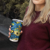 Plumeria Polynesian Pattern Tumbler Cup Unique Fantasy Blue Yellow LT01 - Polynesian Pride