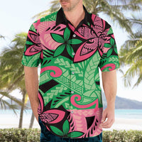 Plumeria Polynesian Pattern Hawaiian Shirt Unique Fantasy Green Pink