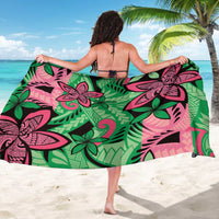 Plumeria Polynesian Pattern Sarong Unique Fantasy Green Pink LT01 - Polynesian Pride