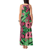 Plumeria Polynesian Pattern Tank Maxi Dress Unique Fantasy Green Pink LT01 - Polynesian Pride