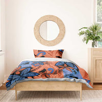 Plumeria Polynesian Pattern Bedding Set Unique Fantasy Orange Blue