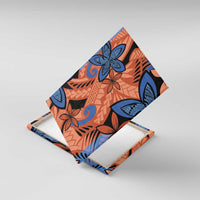 Plumeria Polynesian Pattern Canvas Wall Art Unique Fantasy Orange Blue