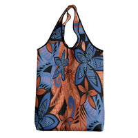 Plumeria Polynesian Pattern Grocery Bag Unique Fantasy Orange Blue LT01 - Polynesian Pride