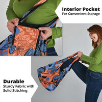 Plumeria Polynesian Pattern Grocery Bag Unique Fantasy Orange Blue LT01 - Polynesian Pride