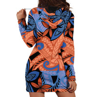 Plumeria Polynesian Pattern Hoodie Dress Unique Fantasy Orange Blue LT01 - Polynesian Pride