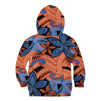 Plumeria Polynesian Pattern Kid Hoodie Unique Fantasy Orange Blue