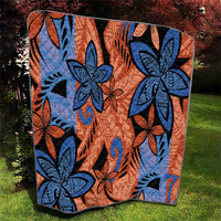 Plumeria Polynesian Pattern Quilt Unique Fantasy Orange Blue LT01 - Polynesian Pride