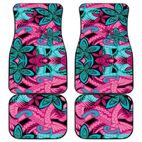 Plumeria Polynesian Pattern Car Mats Unique Fantasy Pink Teal