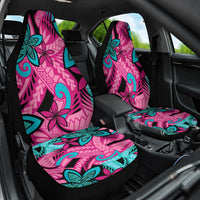 Plumeria Polynesian Pattern Car Seat Cover Unique Fantasy Pink Teal