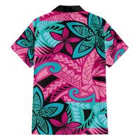 Plumeria Polynesian Pattern Family Matching Long Sleeve Bodycon Dress and Hawaiian Shirt Unique Fantasy Pink Teal