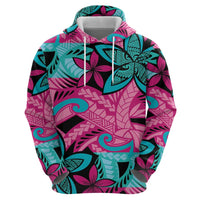 Plumeria Polynesian Pattern Hoodie Unique Fantasy Pink Teal LT01 - Polynesian Pride