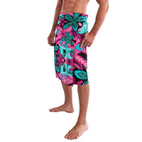 Plumeria Polynesian Pattern Lavalava Unique Fantasy Pink Teal