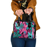 Plumeria Polynesian Pattern Shoulder Handbag Unique Fantasy Pink Teal LT01 One Size Pink - Polynesian Pride