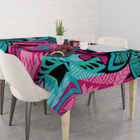 Plumeria Polynesian Pattern Tablecloth Unique Fantasy Pink Teal LT01 - Polynesian Pride