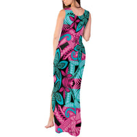 Plumeria Polynesian Pattern Tank Maxi Dress Unique Fantasy Pink Teal LT01 - Polynesian Pride